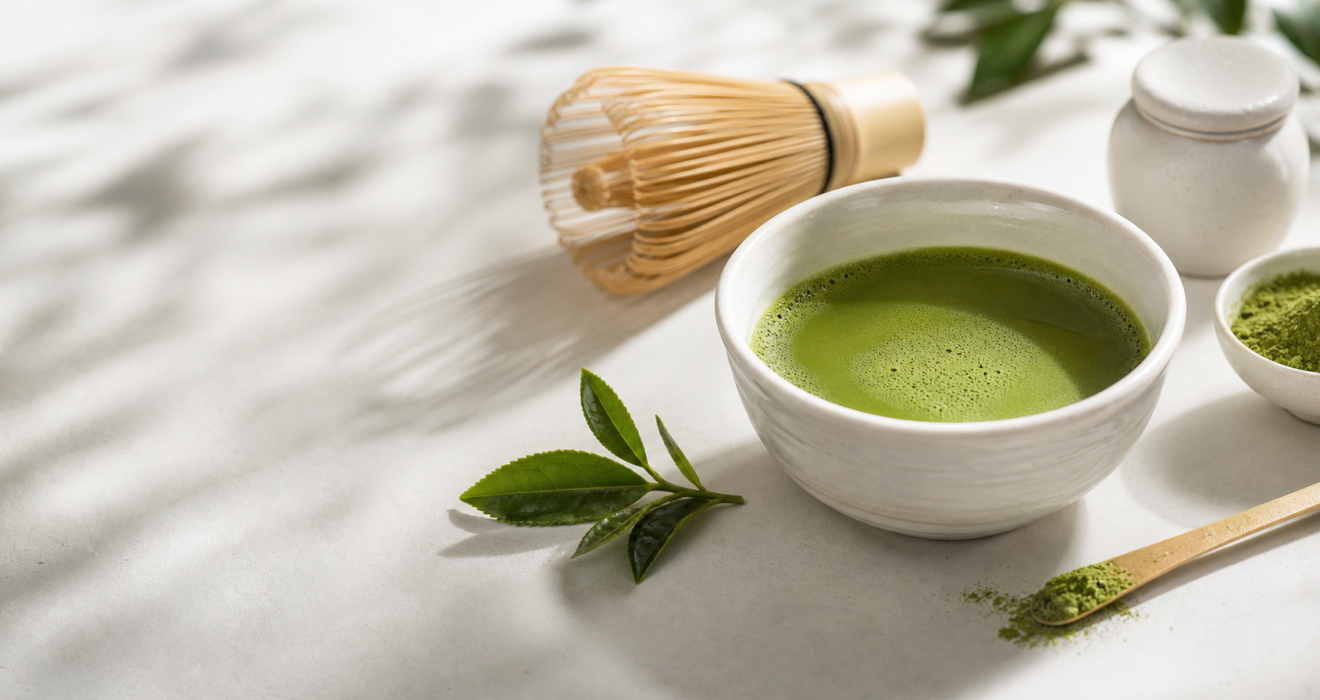 Premium matcha bowl with bamboo whisk